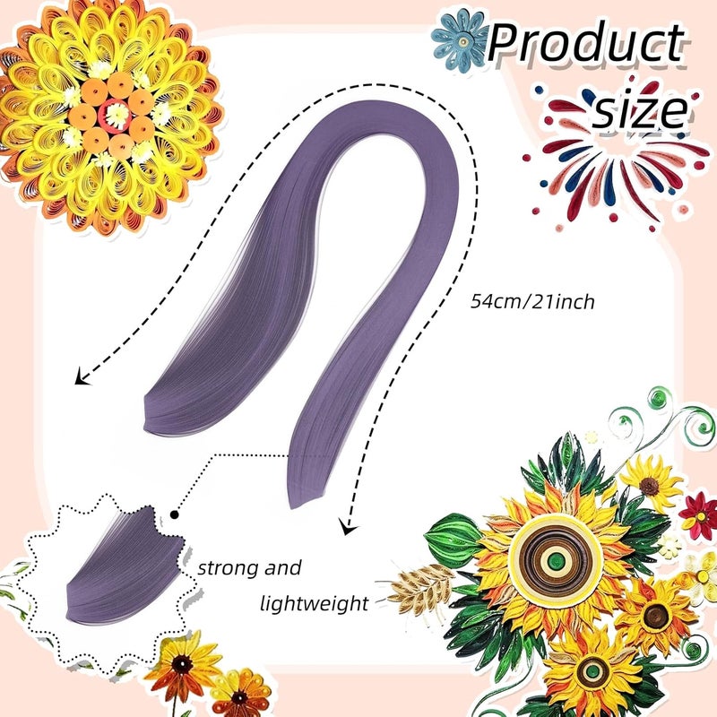 silllule 360Pcs Paper Quilling Strips 3mm (1/8inch) Width 54cm (21inch) Length Strips Quilling Art Paper, Single Color Quilling Strips Paper for Art,Parper Craft Decorating,Paper Hand Craft (Light Purple) - Image 2